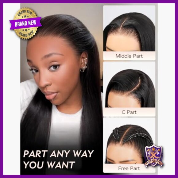 13x6 Lace Front Human Hair Wig Glueless Pre Plucked 20 Inch Straight main image 4